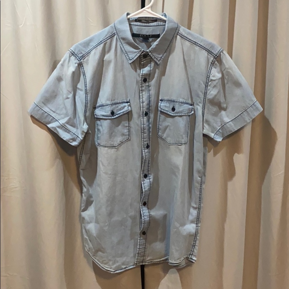 Blue short sleeve button down